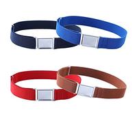 Kajeer 4PCS Kids Boys Adjustable Magnetic Belt - Big Elastic Stretch Belt with Easy Magnetic Buckle for 2-15 Years Boys Girls (Navy blue/Royal blue/Red/Coffee)