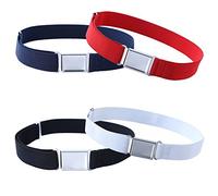 Kajeer 4PCS Kids Boys Adjustable Magnetic Belt - Big Elastic Stretch Belt with Easy Magnetic Buckle for 2-15 Years Boys Girls (Black/White/Red/Navy Blue)