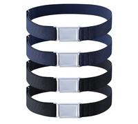 Kajeer 4PCS Kids Boys Adjustable Magnetic Belt - Elastic Belt with Easy Magnetic Buckle, 2pcs Black/ 2pcs Navy Blue, One Size