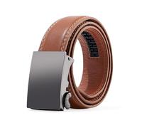 Kajeer Boy Belts Ratchet,Durable PU Leather Belt Click Ratchet Closure Adjustable Kid Youth Belt for School Uniform Casual, Gunmetal Buckle-brown, XL