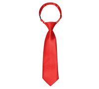 Kajeer Boys Girls Neckties Pre-tied Tie - Adjustable School Ties Satin Plain Coloured Formal Necktie for Kids Boys Girls Wedding School Uniform (Red, 14 Inches(Ages 5-10))