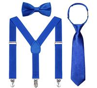 Kajeer Children Braces and Bow Tie Necktie Sets - Adjustable Elastic Suspenders Braces with Bow Ties Sets Gifts for 6-Month-old - 13-Year-old Boys & Girls (Royal blue, 25 inches(5 months - 6 Years))