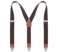 Kajeer Genuine Leather Men's Braces for Trousers - Elastic Y-Back Suspenders with Wide Strong Clips Adjustable Straps for Suits & Formal Wear Wedding Business (Coffee)