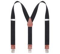Kajeer Genuine Leather Men's Braces for Trousers - Elastic Y-Back Suspenders with Wide Strong Clips Adjustable Straps for Suits & Formal Wear Wedding Business (Black)