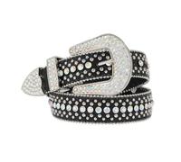 Kajeer Rhinestone Belt for Women Men, Bling Belt Vintage Cowgirl Belt Sequin Diamond Studded Western Cowboy Belts for Jeans, F-black, M: fits pants size 33”-37”