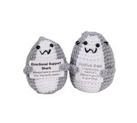 Kajfjad 2 Pcs Crochet Shark Plush, Handmade Amigurumi Marine Animal with Emotional Support Feature, Unique Birthday Gift for Shark Lovers, Ocean Themed Present for Friends Women Men