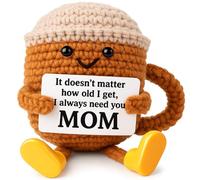 Kajfjad Coffee Cup Crochet Toy, Handmade Desk Decor with Positive Message, Christmas Stocking Stuffers Birthday Gift for Coffee Lovers Wife Husband Couple