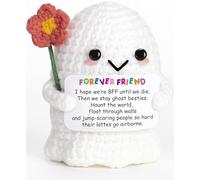 Kajfjad Crochet Ghost Plush, Amigurumi BFF Gift for Women with Funny Boo Card, Perfect Best Friend Birthday Present, Stocking Stuffer for Soul Sister