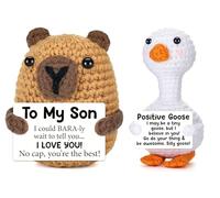 Kajfjad Crochet Goose and Capybara Set, Handmade Mini Animal Duo with Encouragement Feature, Whimsical Gift for Son, Amigurumi Animal Pair for Kids Room Decor