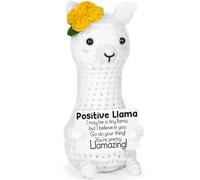 Kajfjad Crochet Llama Ornament, Handmade Amigurumi Animal with Inspirational Message, Christmas Stocking Stuffer for Teens Adults, White Elephant Gift for Coworkers Friends