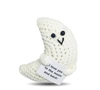 Kajfjad Crochet Moon Plush, Mini Emotional Support Doll with Positive Message, Inspiring Mental Health Gift for Best Friend, Family and Friends, Fun Handmade Decor