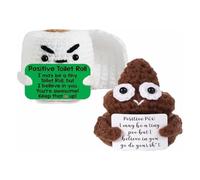Kajfjad Crochet Toilet Paper Gift, Funny Bathroom Themed Desk Decor for Office Workers, Poop Emoji Inspired Christmas Birthday Present for Friends Coworkers