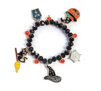 Kajfjad Halloween Bracelet Set, Stretch Beaded Bracelets with Pumpkin and Ghost Charms for Spooky Accessories, Boo Basket Stuffers Gift for Women and Teens