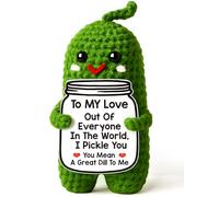 Kajfjad Handmade Crochet Pickle, I Love You Gift for Her Him, Romantic Valentine's Day Present, Christmas Birthday for Boyfriend Girlfriend, Couples Stocking Stuffer