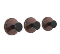 Kajfjad Walnut Suction Cup Hooks, Waterproof No Drill Hooks for Bathroom and Kitchen, Natural Wood Hangers for Towels Robes on Tile Glass Door (3-Pack)