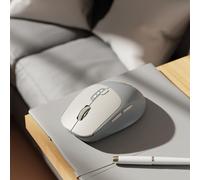 Kajfjad Wireless Mouse, Bluetooth & 2.4G Quiet Ergonomic Mouse with 1600 DPI & Battery Display, 6-Button Portable Cordless Mouse for Laptop PC Mac, Grey