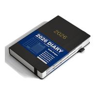 KaKa Dragon 2026 Diary Day to Page, Academic Diary A5 Planner (416 pages), Indents for Each Month, Inner Pocket, Elastic Closure, HardCover (Black)