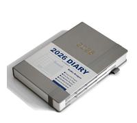 KaKa Dragon 2026 Diary Day to Page, Academic Diary A5 Planner (416 pages), Indents for Each Month, Inner Pocket, Elastic Closure, HardCover (Grey)