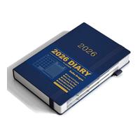 KaKa Dragon 2026 Diary Day to Page, Academic Diary A5 Planner (416 pages), Indents for Each Month, Inner Pocket, Elastic Closure, HardCover (Blue)