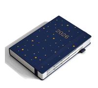 KaKa Dragon 2026 Diary Day to Page, Academic Diary A5 Planner (416 pages), Indents for Each Month, Inner Pocket, Elastic Closure, HardCover (Blue)