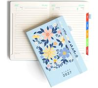KaKa Dragon 2027 Diary Day to Page (Sky Blue) | Academic Diary A5 Planner (400 pages), Indents for Each Month, Inner Pocket, Hardback Cover