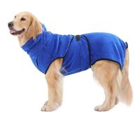 Kaka mall Soft Microfiber Pet Dog Bathrobe Robe, Super Absorbent Dog Quick Drying Coat Luxurious Towel Adjustable Medium Large X-Large Size Blue (M: 50 CM Body Length)