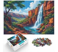 Kakadu National Park Waterfall Illustration Jigsaw Puzzle, 1000 Piece | For cold evenings at home: 1000-piece jigsaw puzzle for adults offers 1000 pieces for the Christmas break.