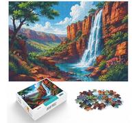 Kakadu National Park Waterfall Illustration Jigsaw Puzzle, 1000 Piece | For puzzle time at home: Adult jigsaw puzzle with 1000 pieces supports a slower, more focused form of entertainment.