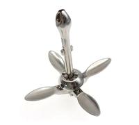KAKAK 1.5/0.7/2.5/3.2kg Stainless Steel Umbrella Anchor Docking Deck Marine Hardware Boat 4-Tine Folding Grapnel Ancho Yacht Sailboat(0.7kg)