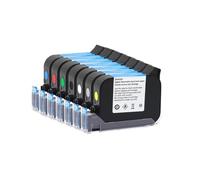 KAKAK Ink Cartridge Replacement 1PCS JS12M JS12(M) 600DPI 12.7mm Handheld Thermal Inkjet Printer Fast Dry Eco Solvent Ink for Text Barcode Date(1set(7Colors))