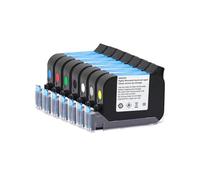 KAKAK JS12 JS12M 600DPI 12.7mm Handheld Thermal Inkjet Printer Fast Dry EcoSolvent Ink Cartridge Mini Printer Black Red Blue White for Text Barcode Date(1set(7Colors))