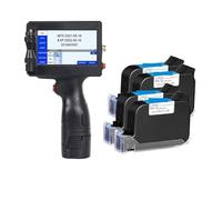 KAKAK Portable Intelligent Handheld Label Inkjet Printer Production Date QR Code Supports Multiple Languages Without Fading for Text Barcode Date Time, etc(Printer-4 Ink)