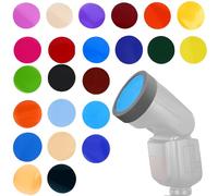 KAKAKE Colorful Filter Options 24PCS Round Flash Gel Filters for V1 V1PRO, Silicone Case, PET Material, Enduring and Reusable, Great for Cool Photography Effects, 8x8x2cm (Grey)