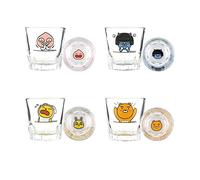 Kakao Ryan Signature SOJU glass 소주 소주잔 Korean Soju Alcohol shot glasses Glassware set of 4 Apeach Neo Muzi