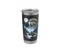 Kakapo Howling at Moon 90's Retro Stainless Steel Insulated Tumbler