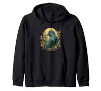 Kakapo Parrot Drawing Moon Artwork Nature Kakapo Lover Zip Hoodie
