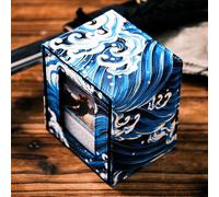 KakapopoTCG The Shogun Deckimono: a Kimono Deck Box for MTG Magic FaB EDH Commander YGO DND Spell Cards FaB PTCG TCG (Winter Waves)