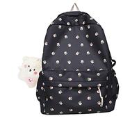 kakarin choyx Kawaii Backpack Mori Art Floral Bag With Pendant Aesthetic Backpack Cute Backpack Computer Backpack, Black, M Size, Kawaii Backpack