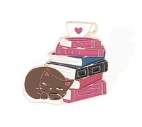 KAKASEA Cat Book Enamel Lapel Pin Cute Animal Brooch Pin for Backpacks Badges Hats Bags Decoration, One Size, Metal, no gemstone