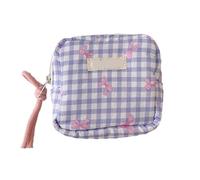 KAKASEA Compact Travel Cosmetic Case Stylish Square Pattern Makeup Pouches For Women Girls Sturdy Storage Bag, AA