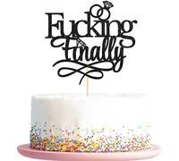 KakaSwa KakaSwa Finally Cake Toppers - Décoration de gâteau amusante pour mariage, fiançailles, fête prénuptiale - Noir