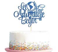 KakaSwa Let The Adventure Begin Cake Topper, Graduation, Going Away, Blue