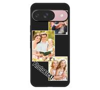 KakaTify Personalized Photo Phone Case for Google Pixel 9 Customized Collage Picture Cover Custom Soft Protective TPU Design Your Own Cases for Family Friends Couple 3 Photos-Black