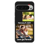 KakaTify Personalized Photo Phone Case for Google Pixel 9 Pro Customized Collage Picture Cover Custom Soft Protective TPU Design Your Own Cases for Family Friends Couple 2 Photos-Black