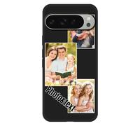 KakaTify Personalized Photo Phone Case for Google Pixel 9 Pro Customized Collage Picture Cover Custom Soft Protective TPU Design Your Own Cases for Family Friends Couple 3 Photos-Black