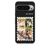 KakaTify Personalized Photo Phone Case for Google Pixel 9 Pro Customized Collage Picture Cover Custom Soft Protective TPU Design Your Own Cases for Family Friends Couple 4 Photos-Black