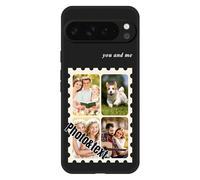 KakaTify Personalized Photo Phone Case for Google Pixel 9 Pro XL Customized Collage Picture Cover Custom Soft Protective TPU Design Your Own Cases for Family Friends Couple 4 Photos-Black