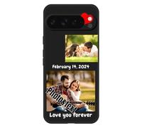 KakaTify Personalized Photo Phone Case for Google Pixel 9 Pro XL Customized Collage Picture Cover Custom Soft Protective TPU Design Your Own Cases for Family Friends Couple 2 Photos-Black