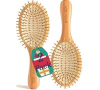 Kakating 2 Pack Bamboo Hair Brush for Hair Growth | Natural Wooden Hair Brush Detangling Massaging Scalp