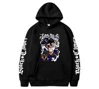 kakazoomm store Black Asta Clover Pattern Hoodies Asta Asta Winter Long Sleeves Top Clover Anime Asta Yuno Outerwear Fleece Sweatshirt
